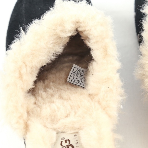 UGG Australia Kalie Black Suede Shearling Clogs - Picture 4 of 7